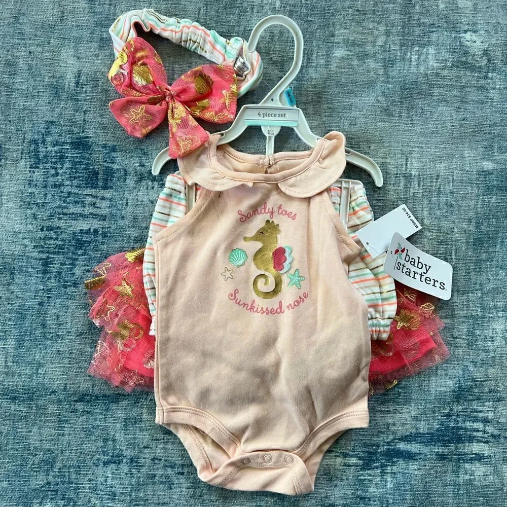 NWT! Baby Starters Seahorse 4 Piece Set 6 Months